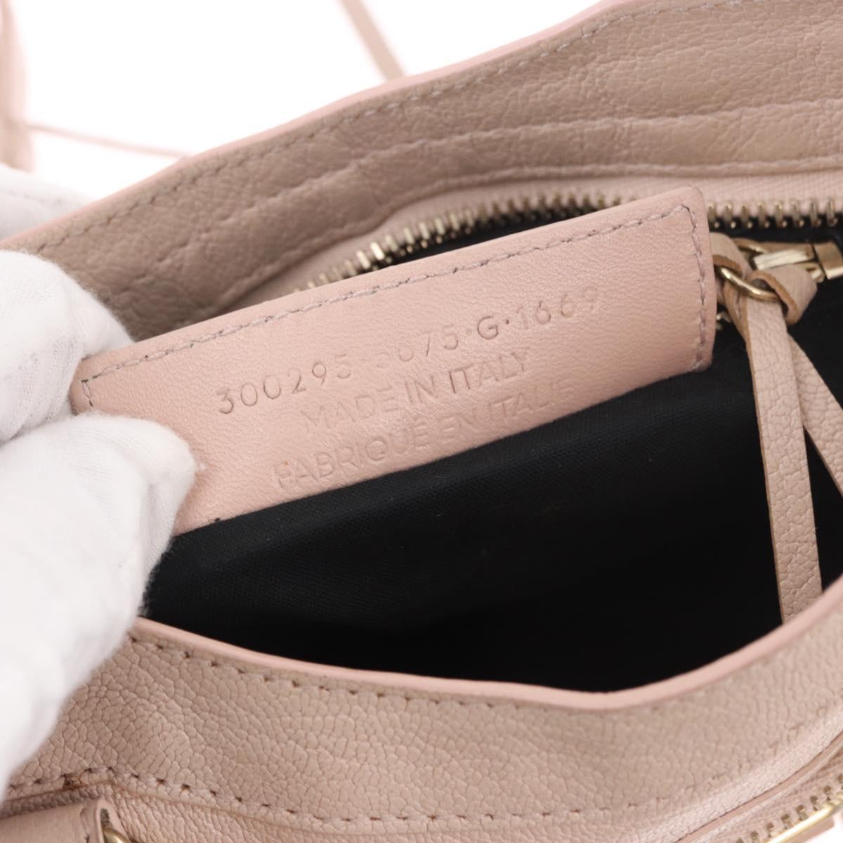 BALENCIAGA Classic Metallic Edge Mini City Bag Leather 2way Pink Auth 185449V