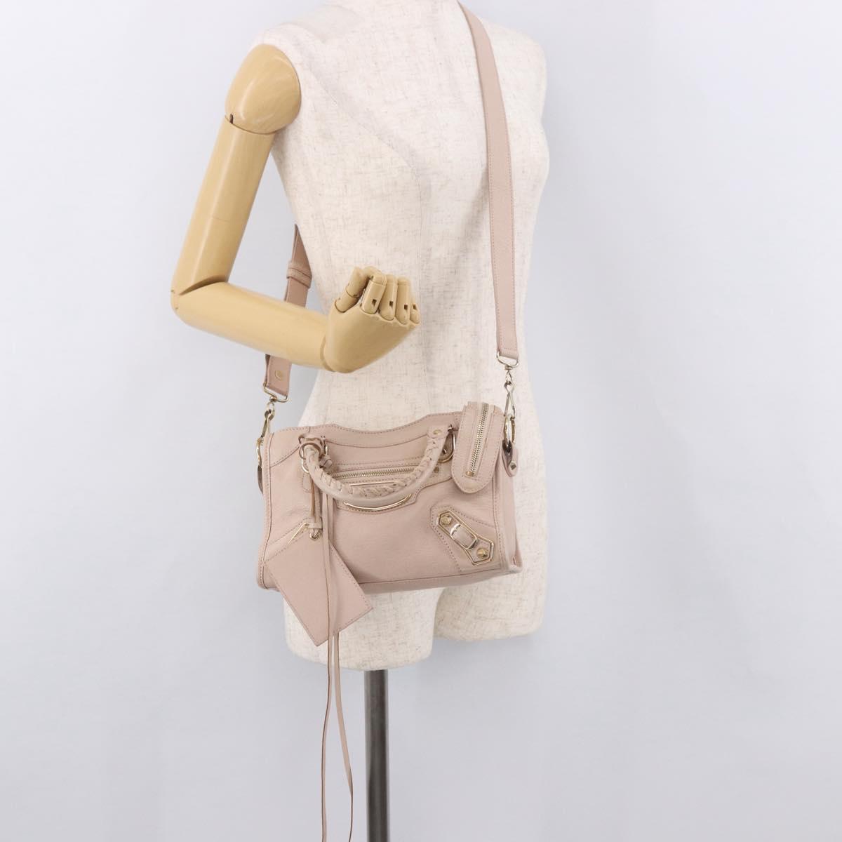 BALENCIAGA Classic Metallic Edge Mini City Bag Leather 2way Pink Auth 185449V