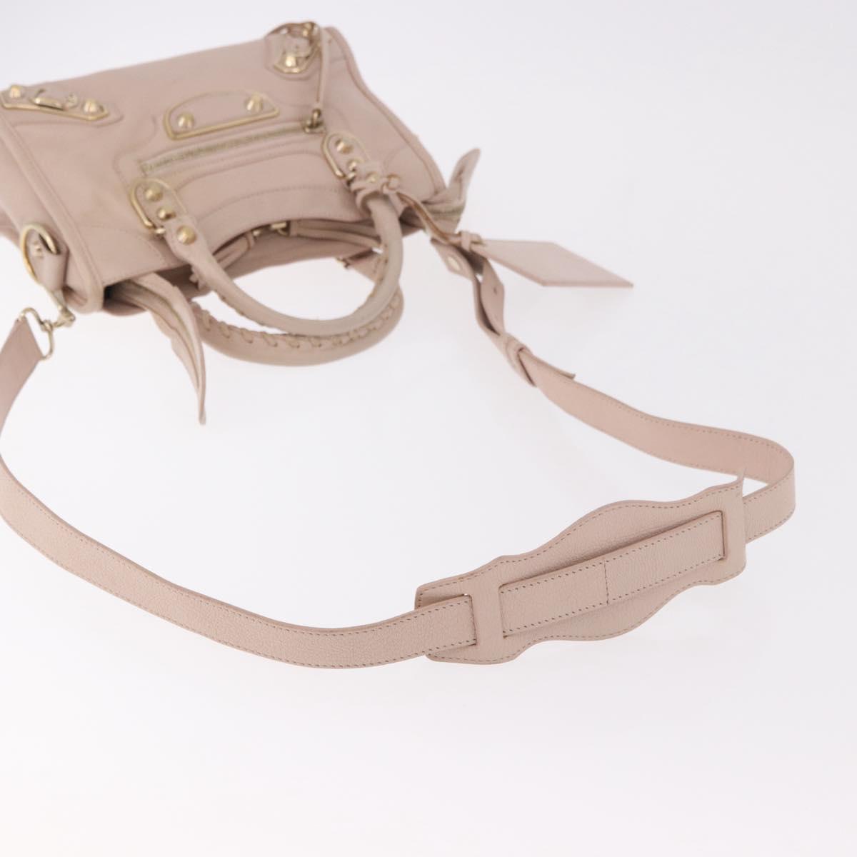 BALENCIAGA Classic Metallic Edge Mini City Bag Leather 2way Pink Auth 185449V