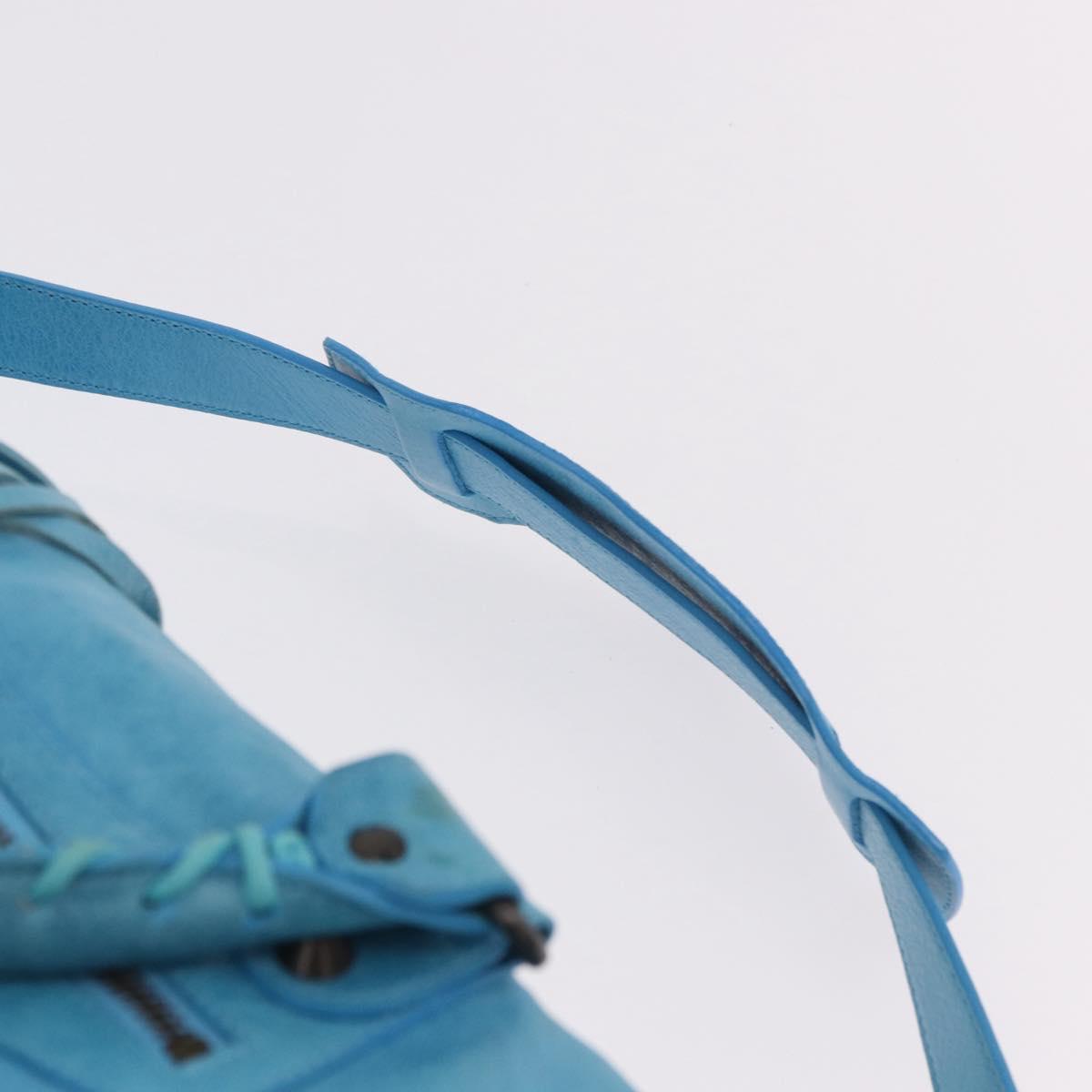 BALENCIAGA Zazigi Hand Bag Leather 2way Light Blue 128523 Auth 185450M