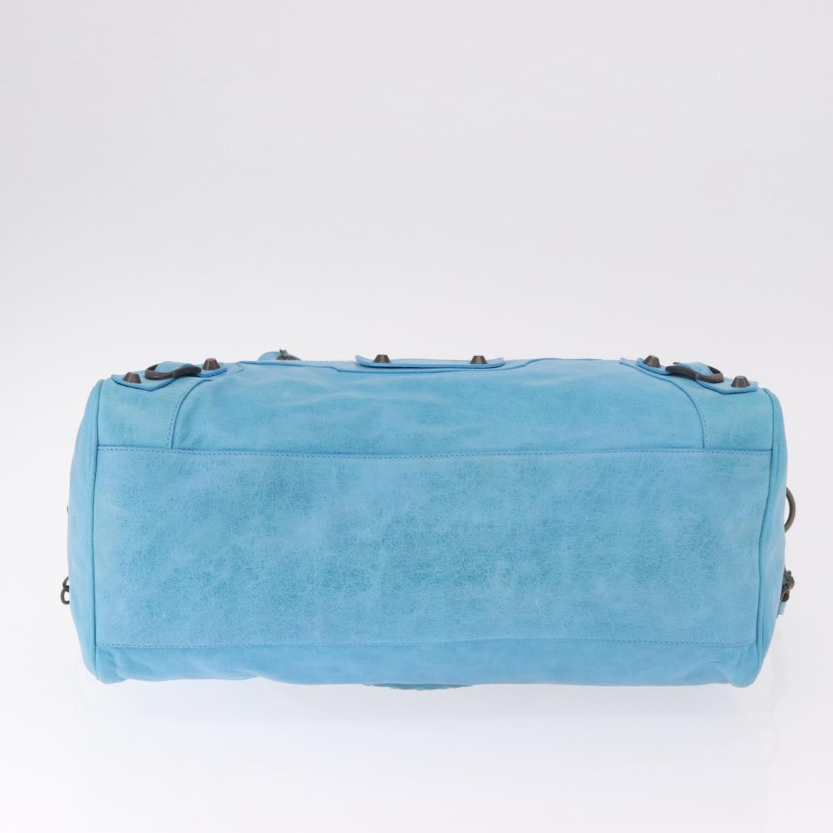 BALENCIAGA Zazigi Hand Bag Leather 2way Light Blue 128523 Auth 185450M