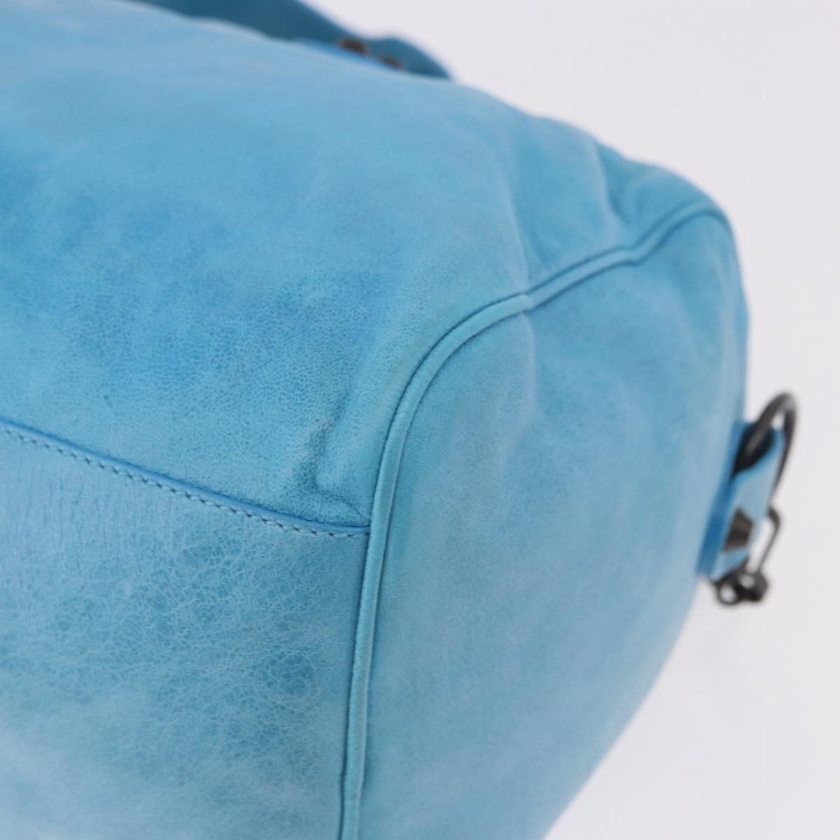 BALENCIAGA Zazigi Hand Bag Leather 2way Light Blue 128523 Auth 185450M