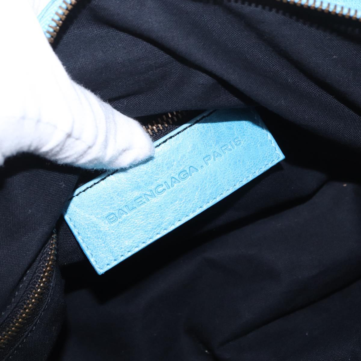 BALENCIAGA Zazigi Hand Bag Leather 2way Light Blue 128523 Auth 185450M