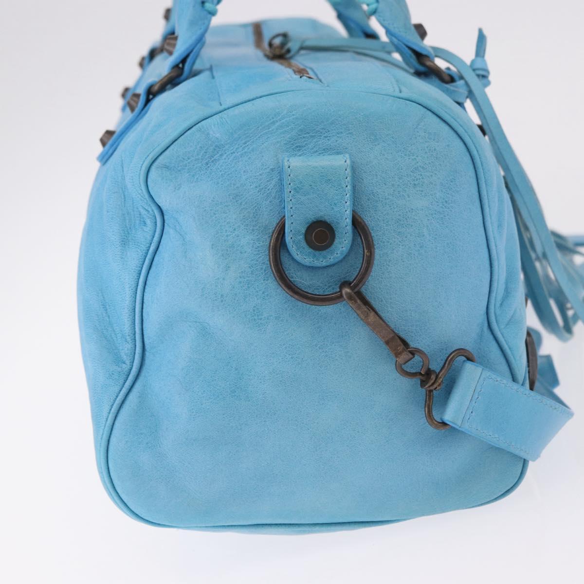 BALENCIAGA Zazigi Hand Bag Leather 2way Light Blue 128523 Auth 185450M
