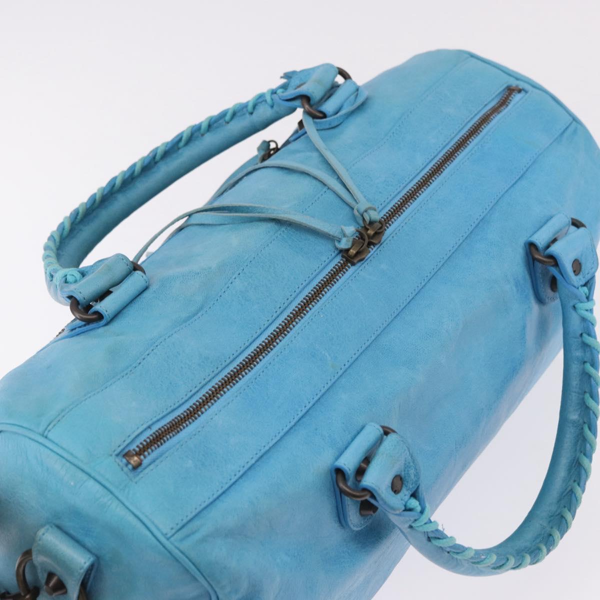 BALENCIAGA Zazigi Hand Bag Leather 2way Light Blue 128523 Auth 185450M