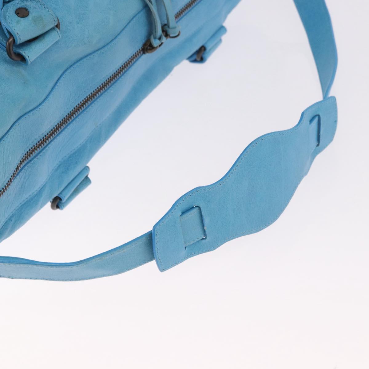 BALENCIAGA Zazigi Hand Bag Leather 2way Light Blue 128523 Auth 185450M