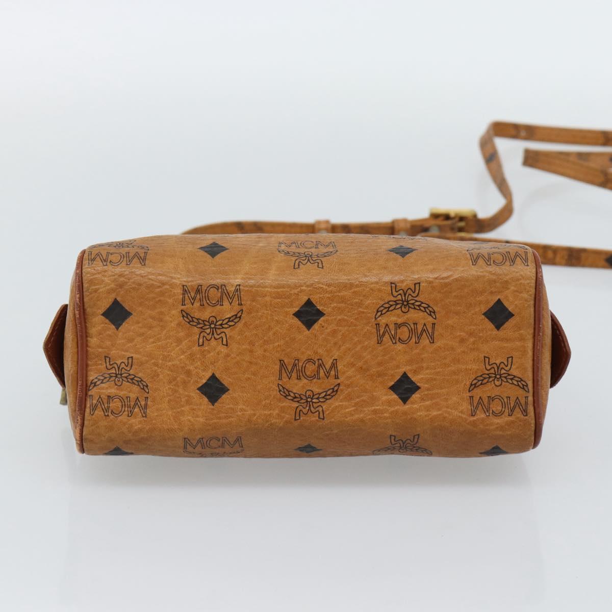 MCM Logogram Vicetos Mini Boston Bag PVC 2way Brown Gold Auth 185458
