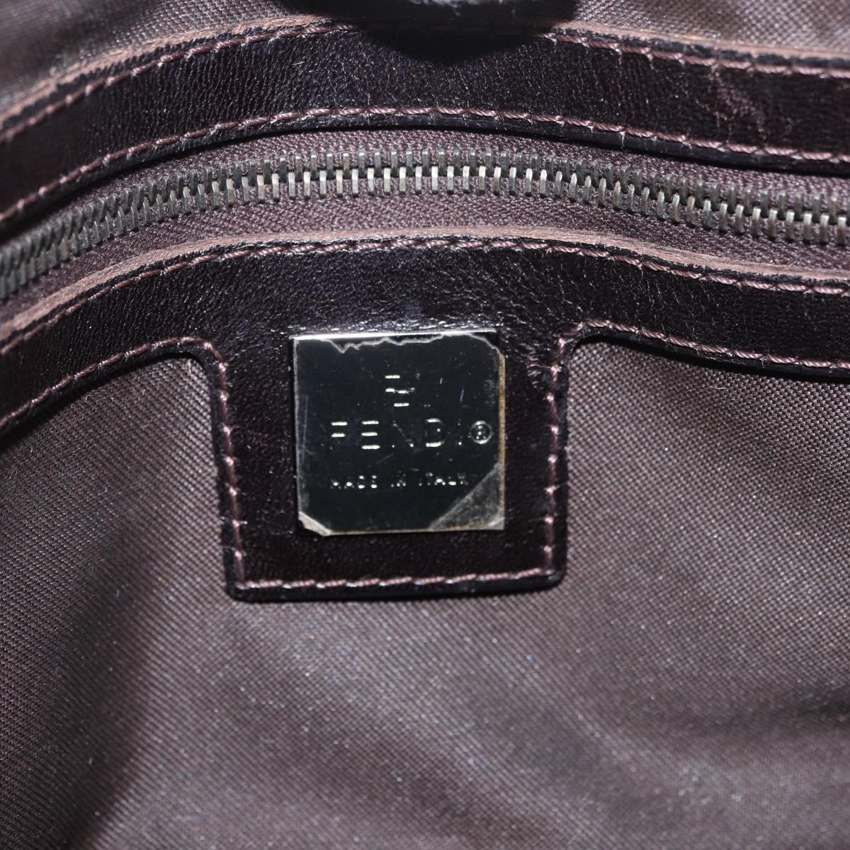 FENDI Zucca Canvas Shoulder Bag Black Brown Auth 185459