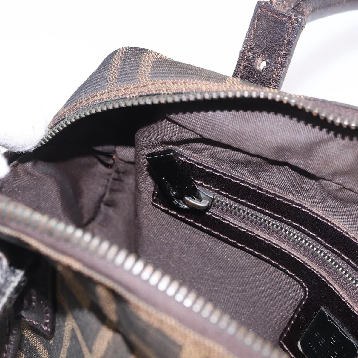 FENDI Zucca Canvas Shoulder Bag Black Brown Auth 185459