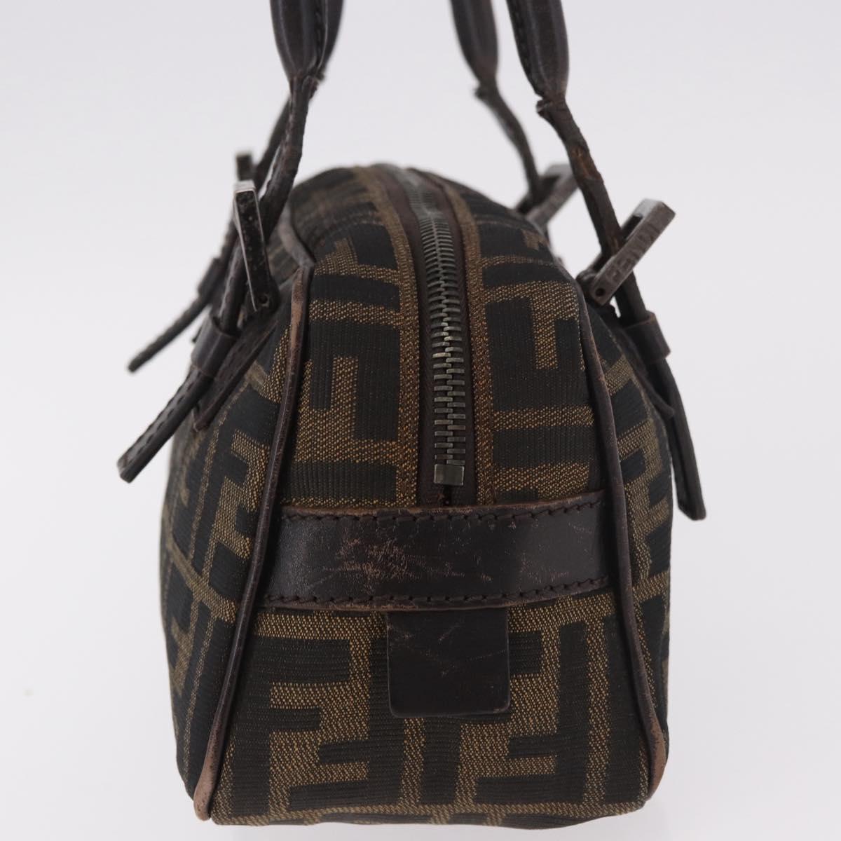 FENDI Zucca Canvas Shoulder Bag Black Brown Auth 185459