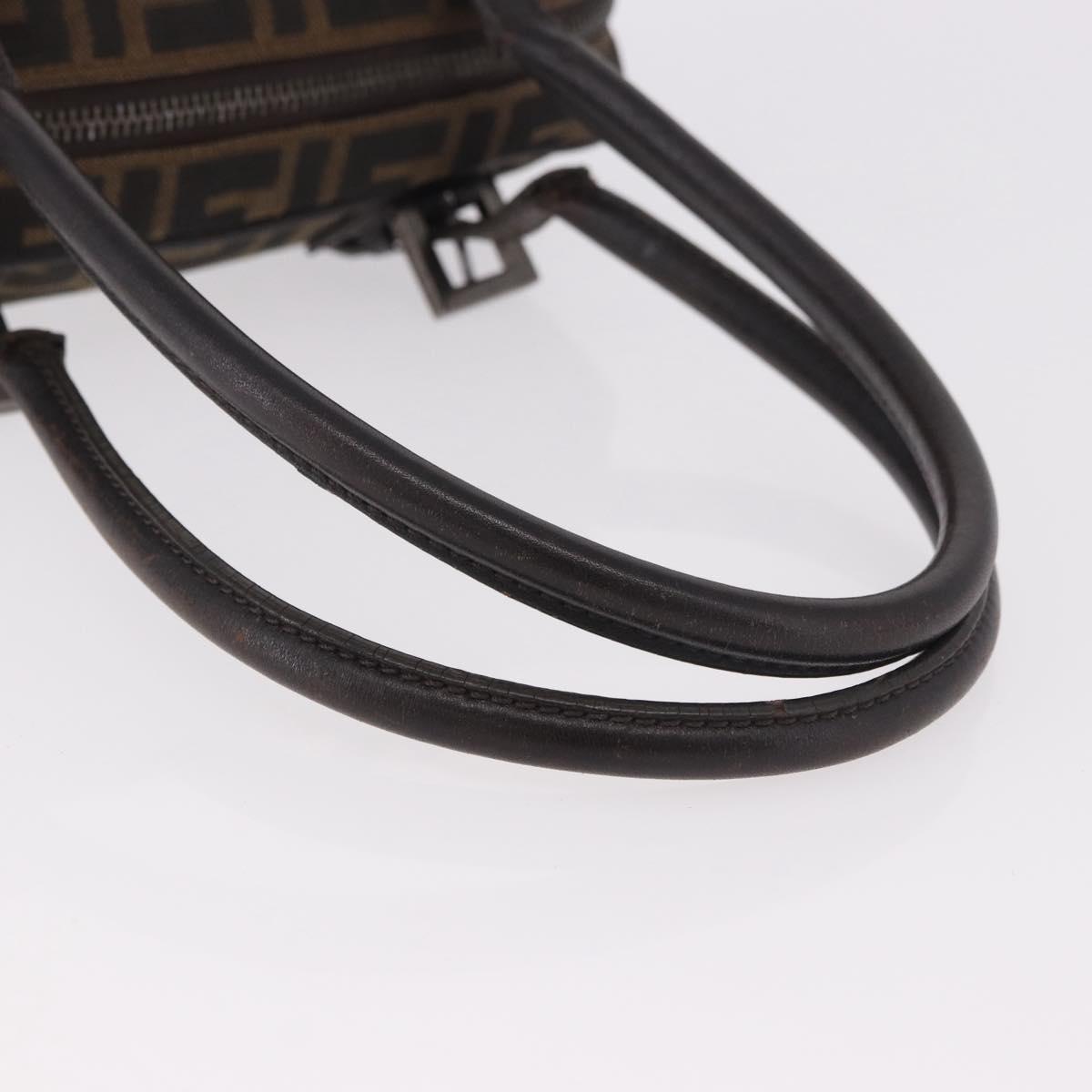 FENDI Zucca Canvas Shoulder Bag Black Brown Auth 185459