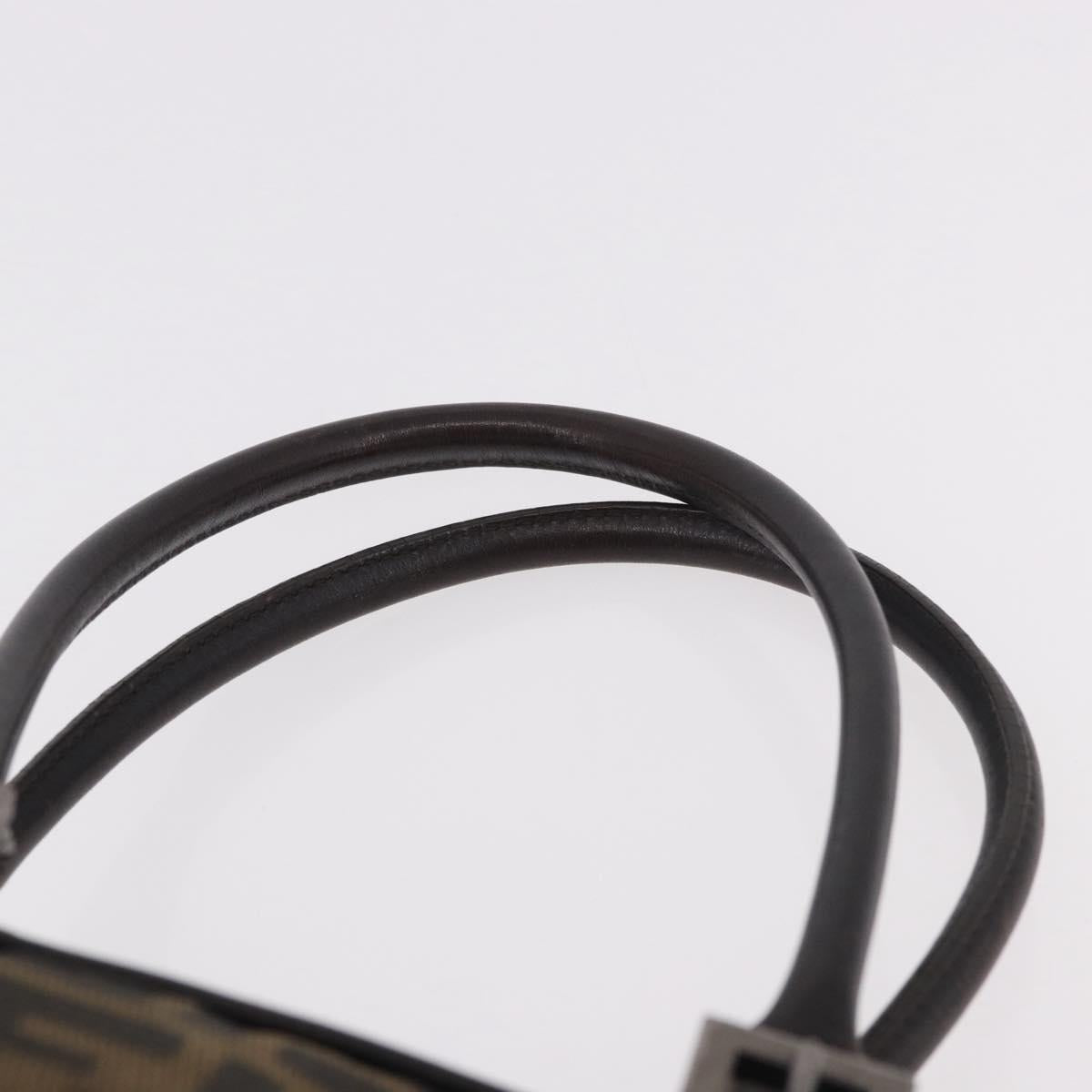 FENDI Zucca Canvas Shoulder Bag Black Brown Auth 185459