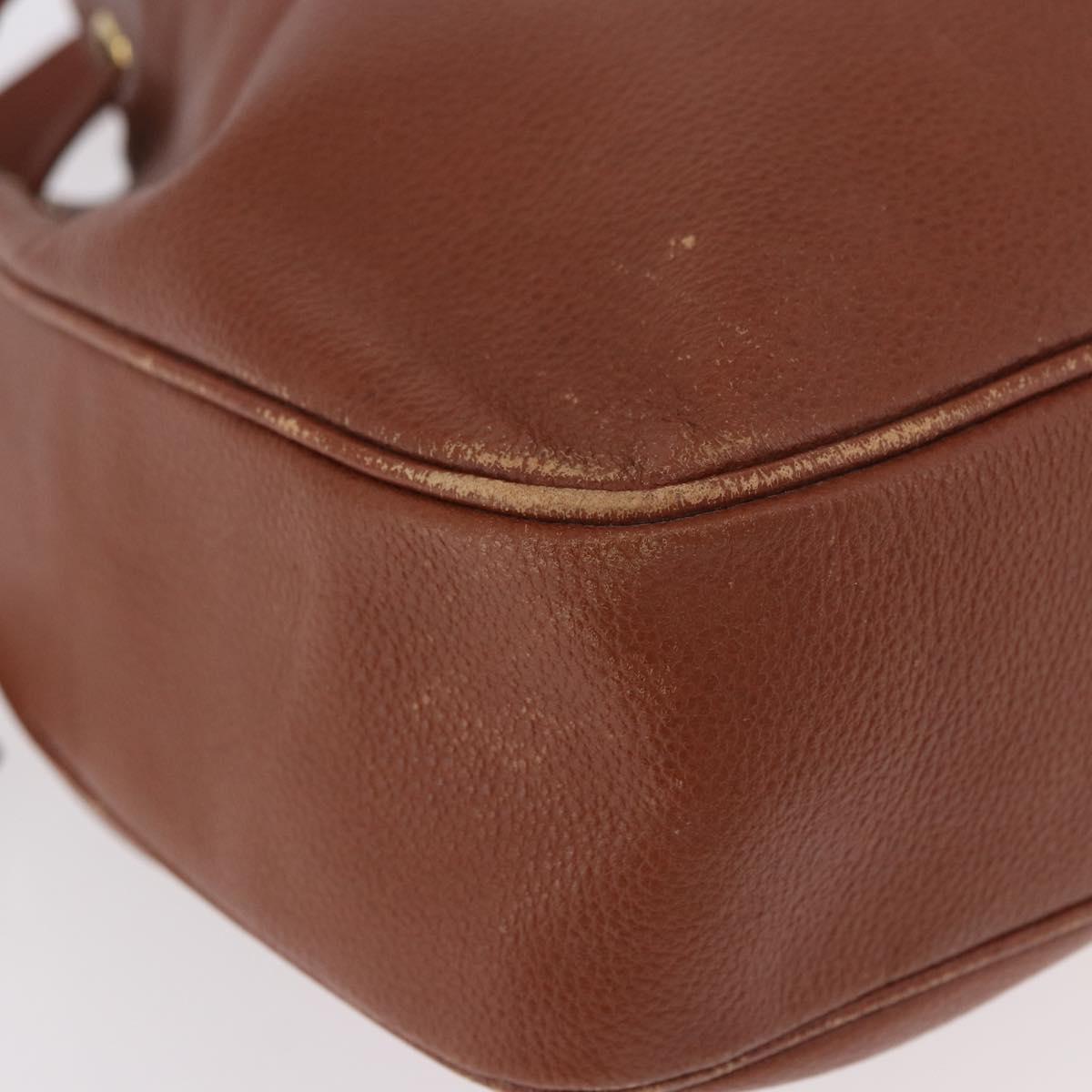 SAINT LAURENT Shoulder Bag Leather Brown Gold Auth 185461