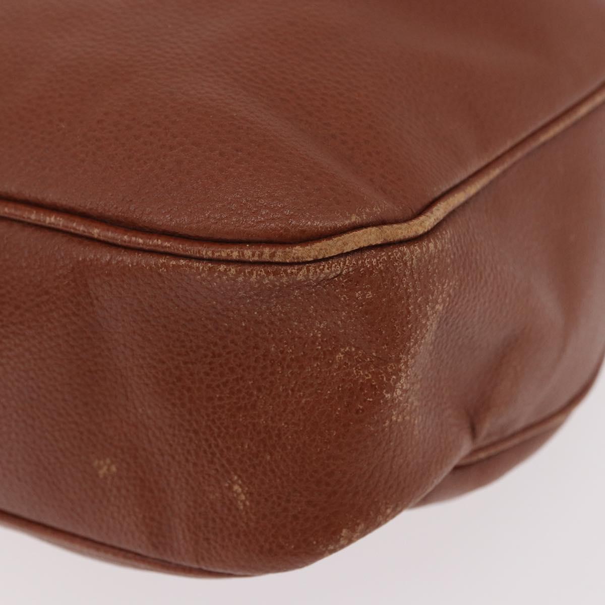 SAINT LAURENT Shoulder Bag Leather Brown Gold Auth 185461