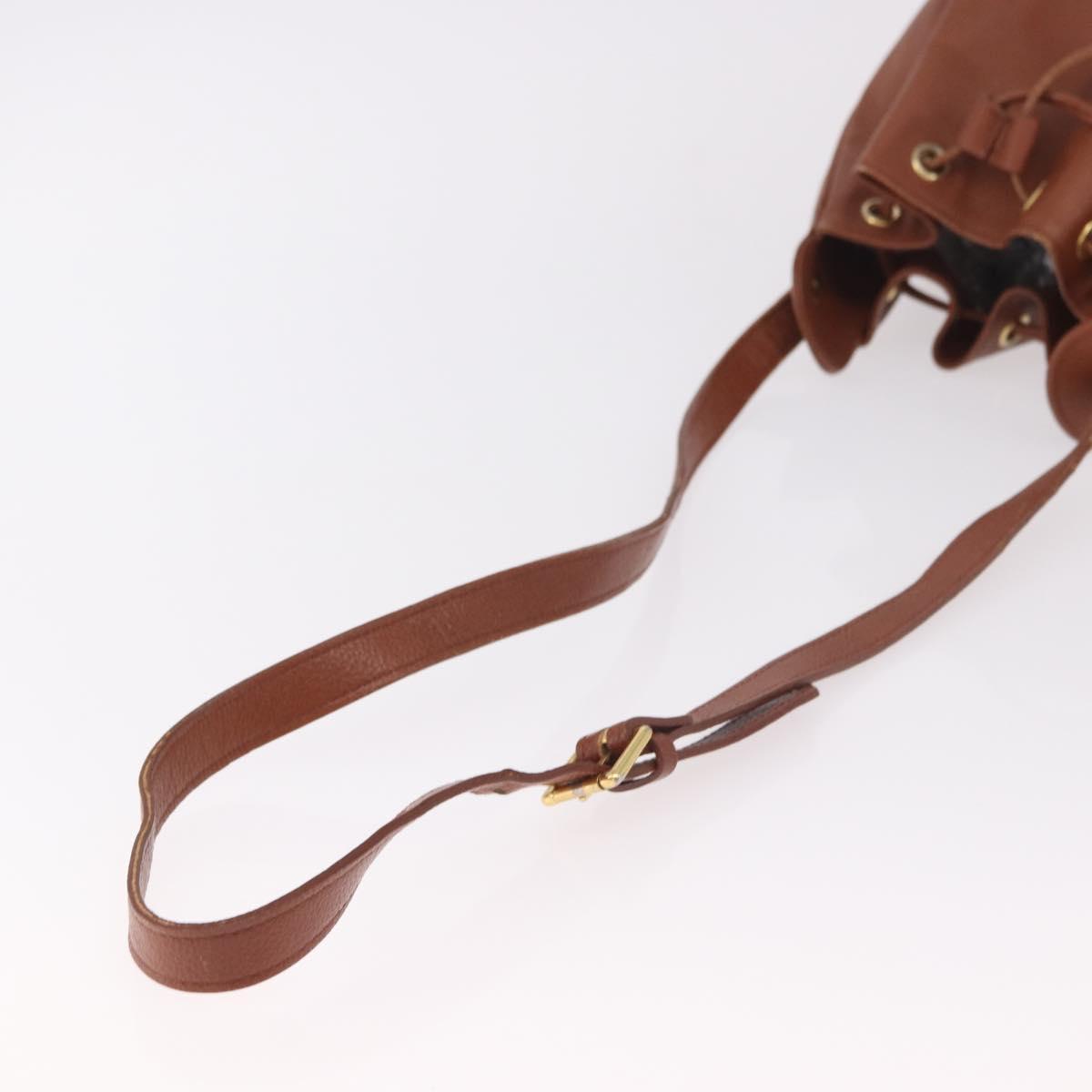 SAINT LAURENT Shoulder Bag Leather Brown Gold Auth 185461