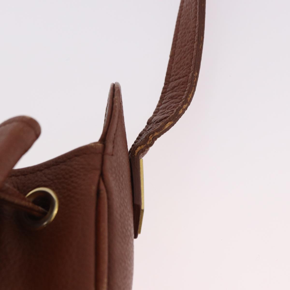 SAINT LAURENT Shoulder Bag Leather Brown Gold Auth 185461