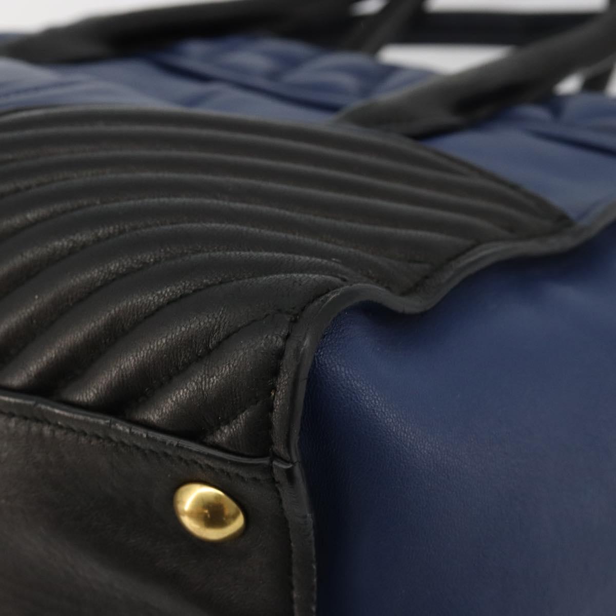 Miu Miu Biker Matelasse Hand Bag Leather 2way Navy Gold Auth 185462