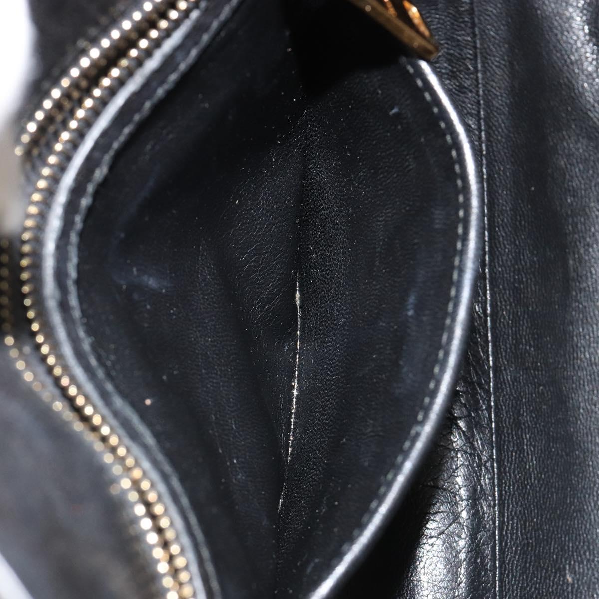 Miu Miu Biker Matelasse Hand Bag Leather 2way Navy Gold Auth 185462