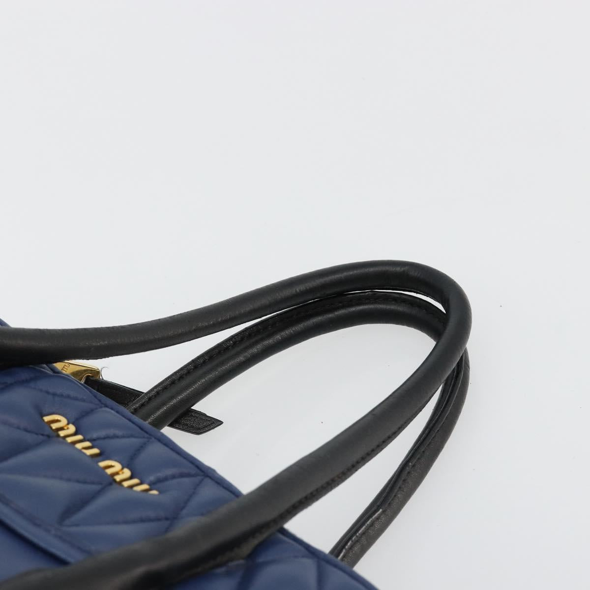 Miu Miu Biker Matelasse Hand Bag Leather 2way Navy Gold Auth 185462