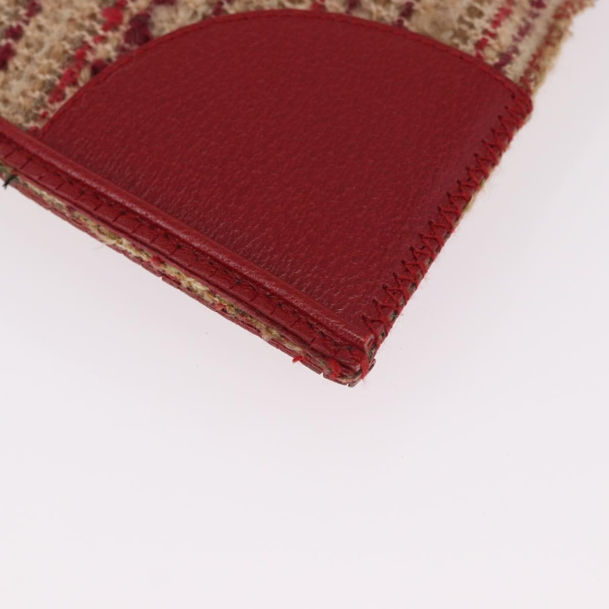 PRADA Hand Bag Tweed Red Silver Auth 185463A