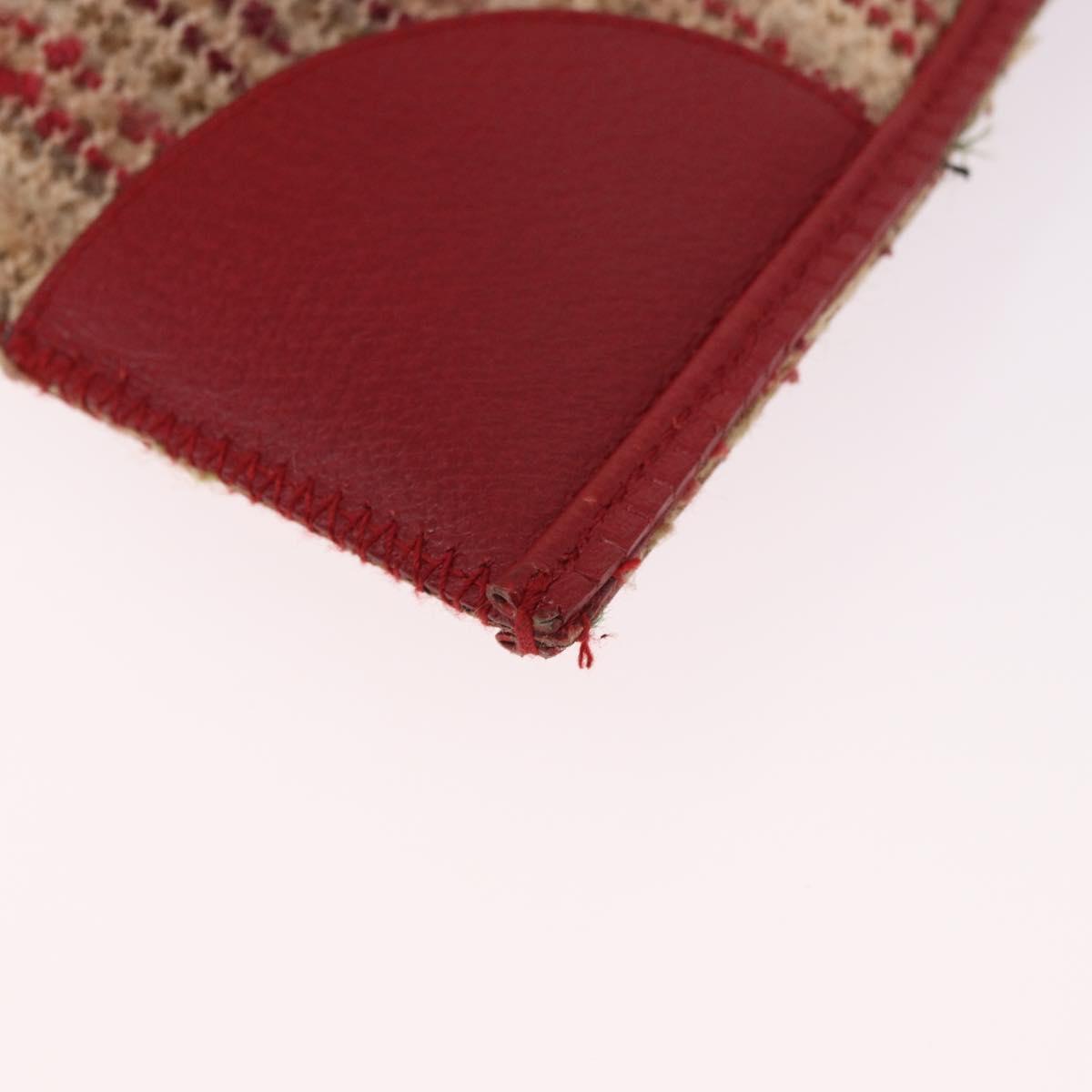 PRADA Hand Bag Tweed Red Silver Auth 185463A