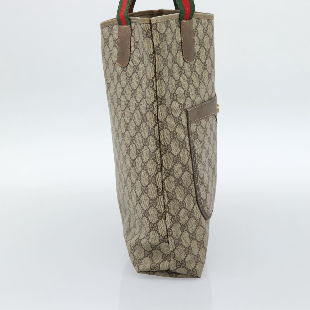 GUCCI GG Supreme Web Sherry Line Tote Bag PVC Beige 41 004 4465 Auth 185466