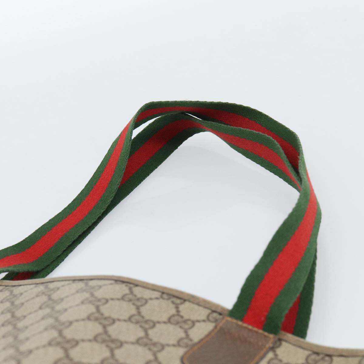 GUCCI GG Supreme Web Sherry Line Tote Bag PVC Beige 41 004 4465 Auth 185466