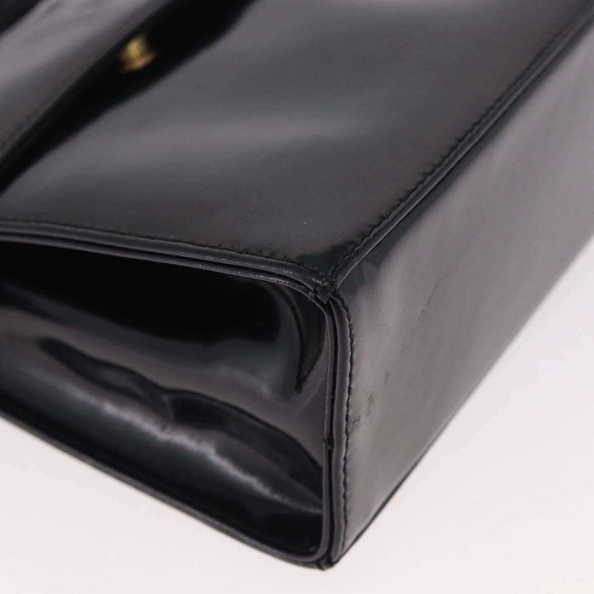 Salvatore Ferragamo Vala Shoulder Bag Patent leather 2way Black Gold Auth 185471