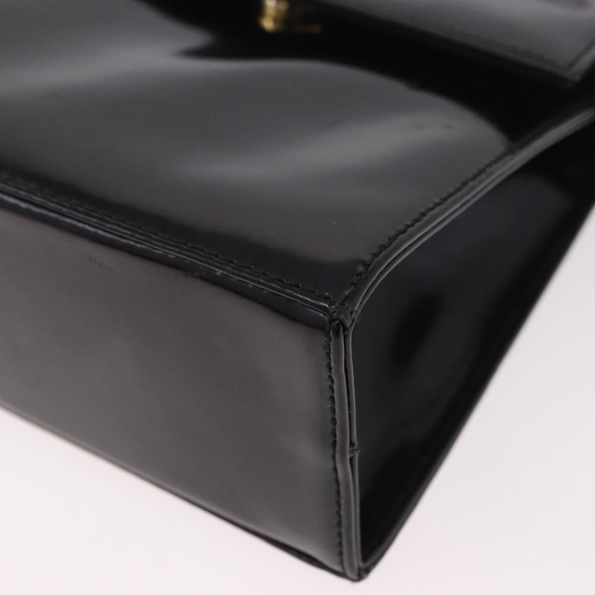 Salvatore Ferragamo Vala Shoulder Bag Patent leather 2way Black Gold Auth 185471