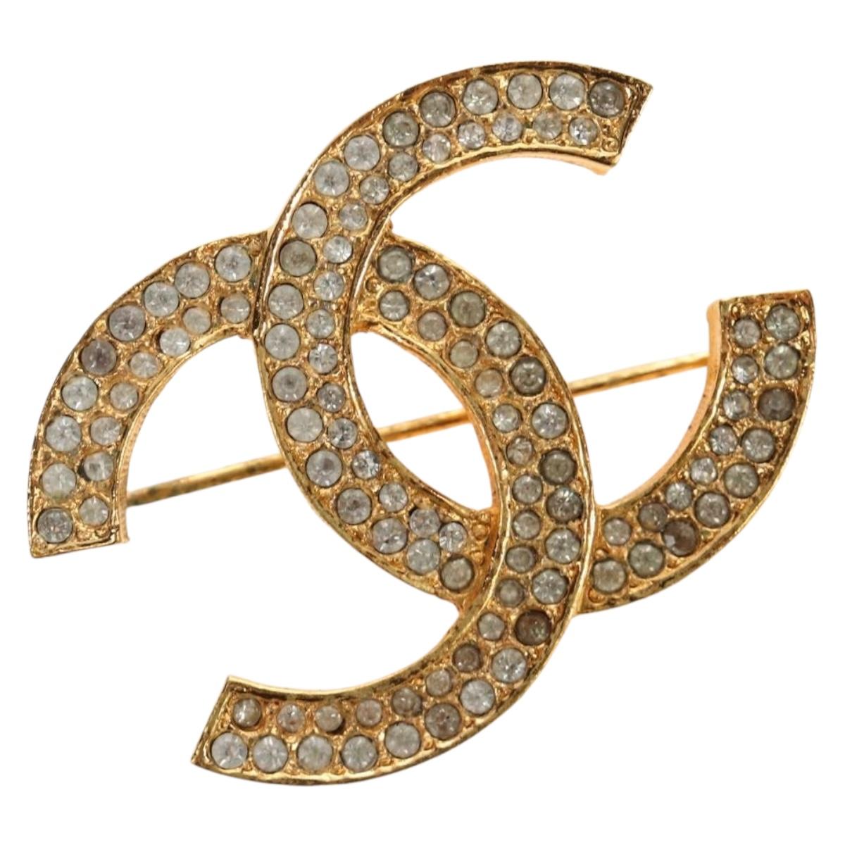 CHANEL COCO Mark Brooch metal Gold Tone CC Auth 185473V