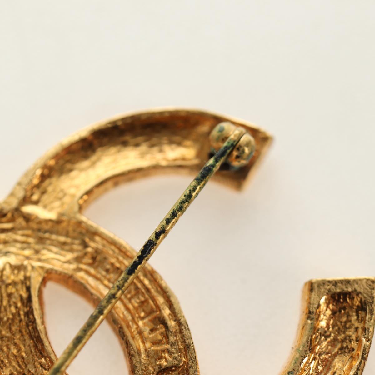 CHANEL COCO Mark Brooch metal Gold Tone CC Auth 185473V