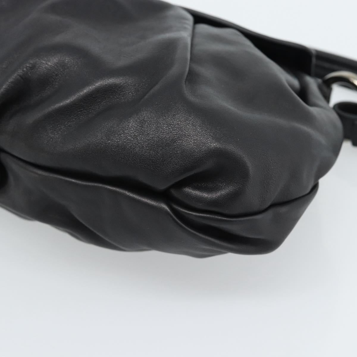 PRADA Shoulder Bag Leather Black Silver Auth 185477SAV