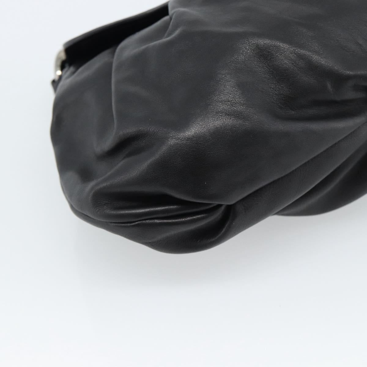 PRADA Shoulder Bag Leather Black Silver Auth 185477SAV