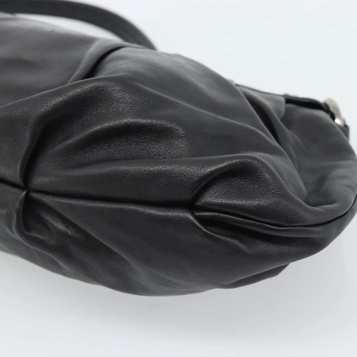 PRADA Shoulder Bag Leather Black Silver Auth 185477SAV