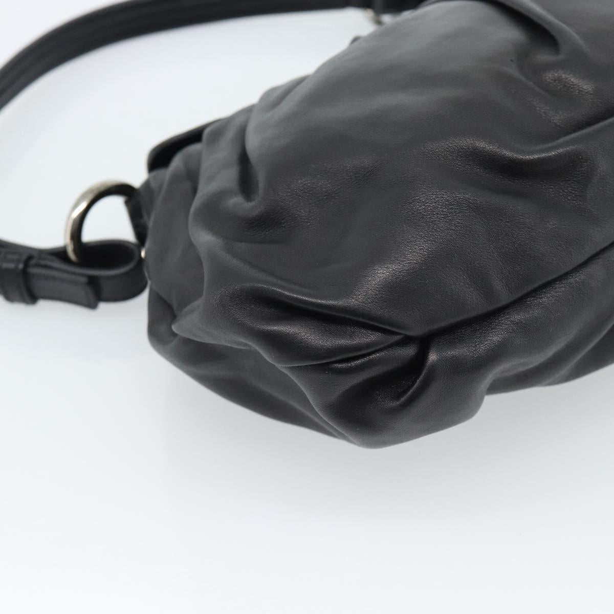 PRADA Shoulder Bag Leather Black Silver Auth 185477SAV