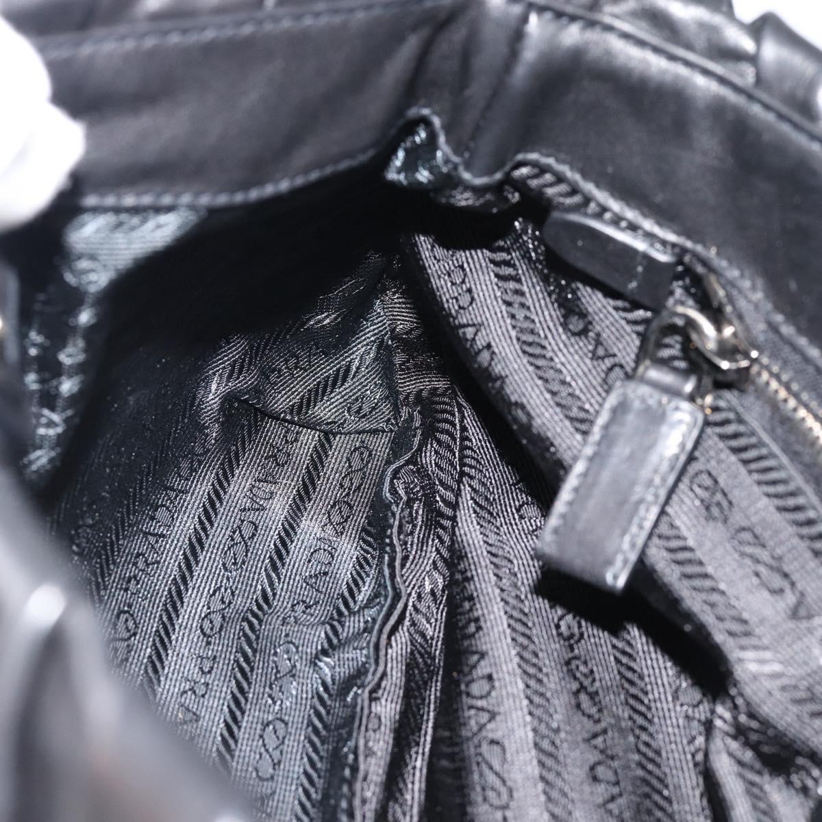 PRADA Shoulder Bag Leather Black Silver Auth 185477SAV