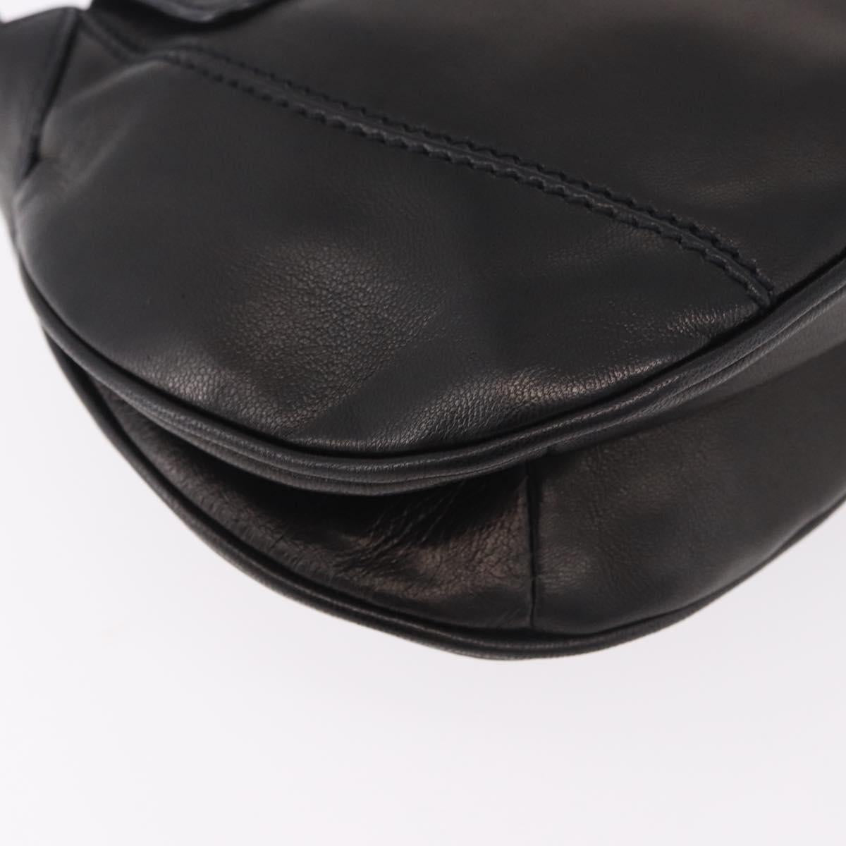 PRADA Shoulder Bag Leather Black Silver Auth 185478SAM