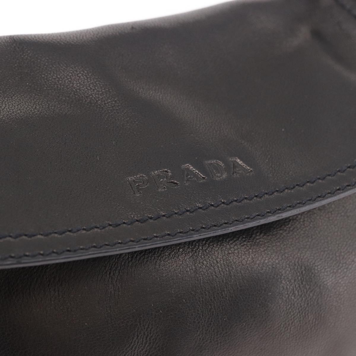 PRADA Shoulder Bag Leather Black Silver Auth 185478SAM