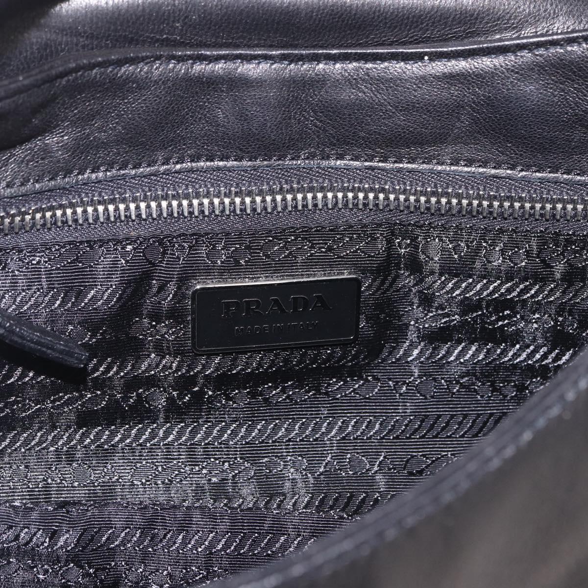 PRADA Shoulder Bag Leather Black Silver Auth 185478SAM