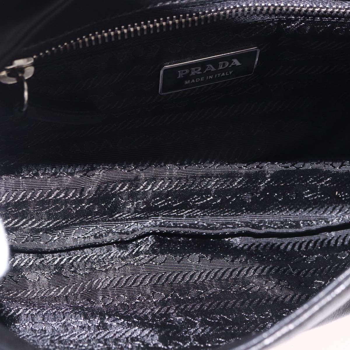 PRADA Shoulder Bag Leather Black Silver Auth 185478SAM