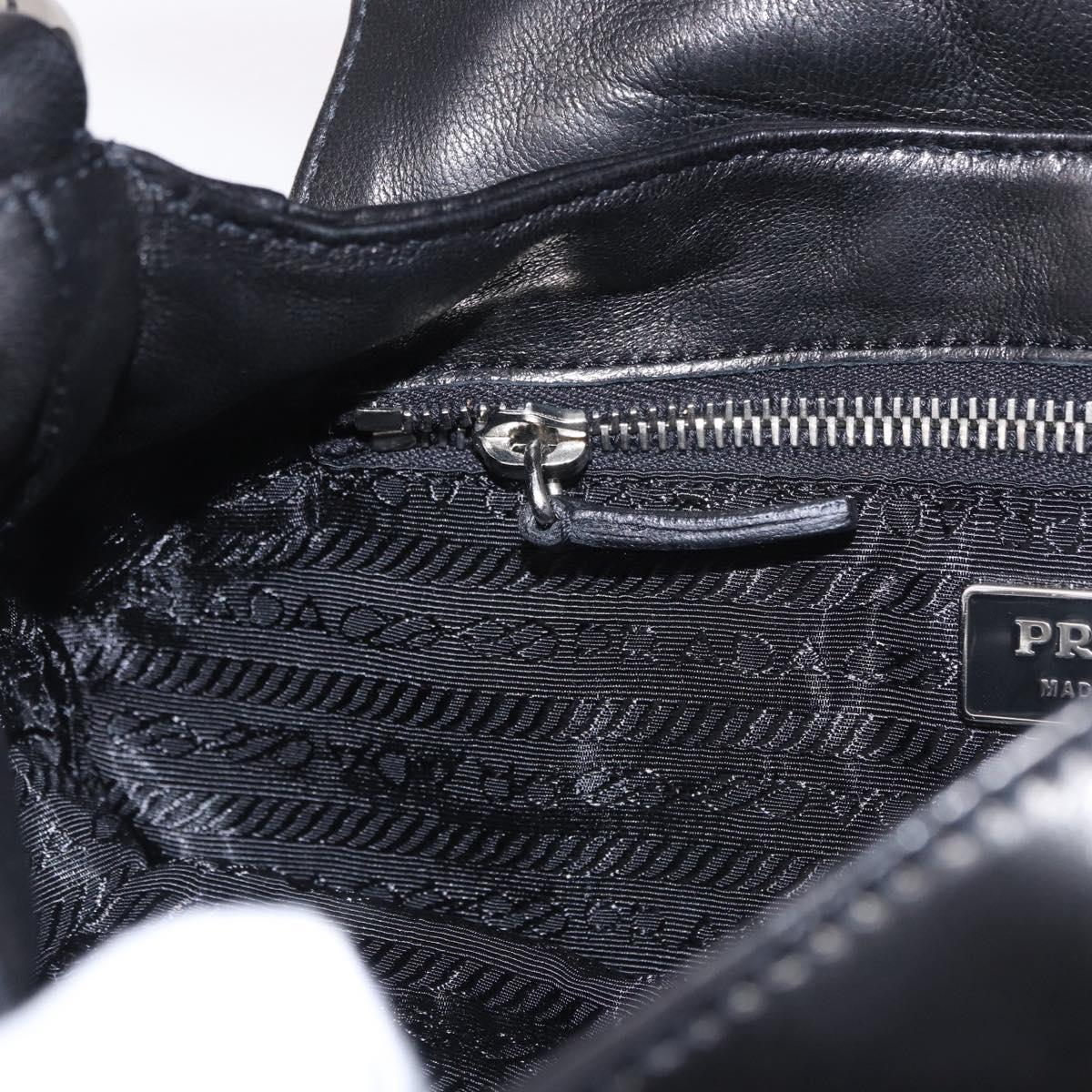 PRADA Shoulder Bag Leather Black Silver Auth 185478SAM