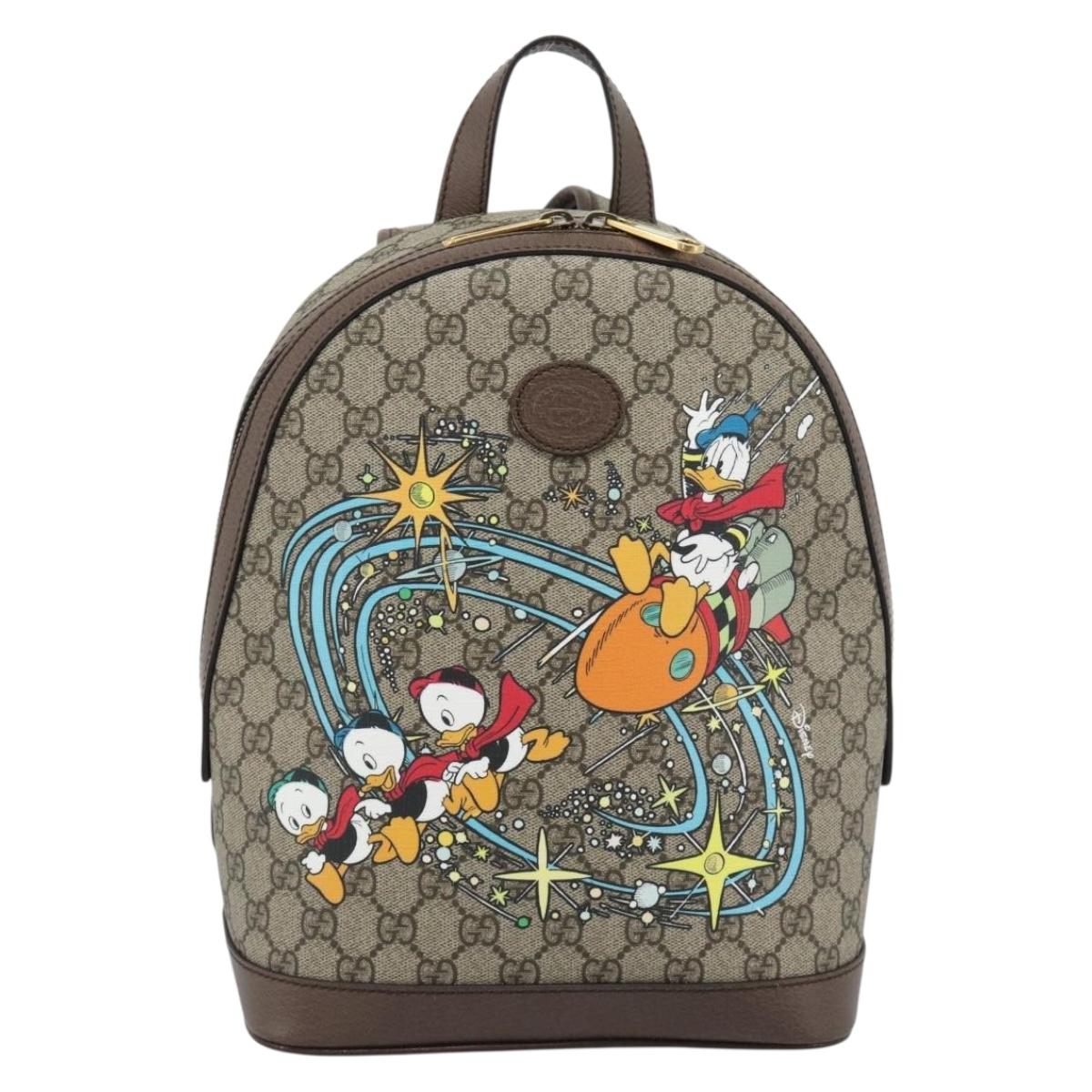 GUCCI GUCCI x Disney GG Supreme Backpack PVC Beige 552884 Auth 185480M