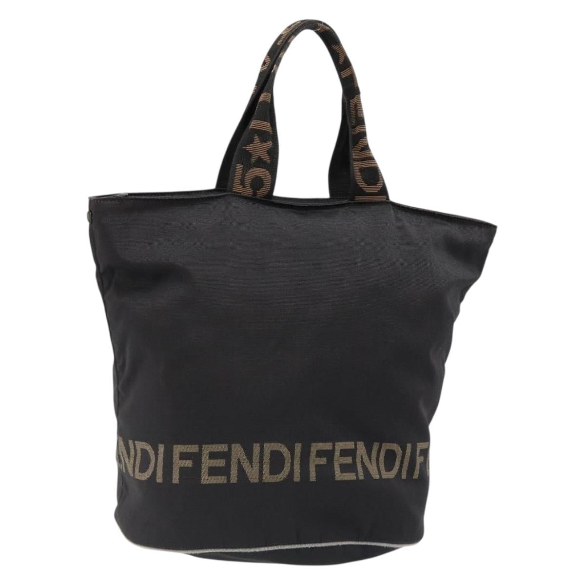 FENDI Hand Bag Canvas Black Auth 185481