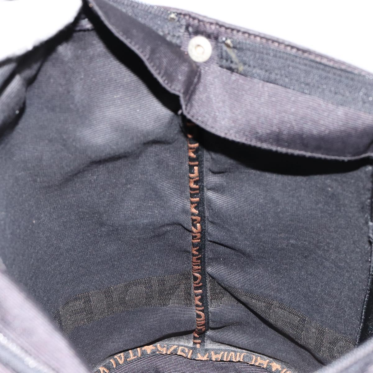 FENDI Hand Bag Canvas Black Auth 185481