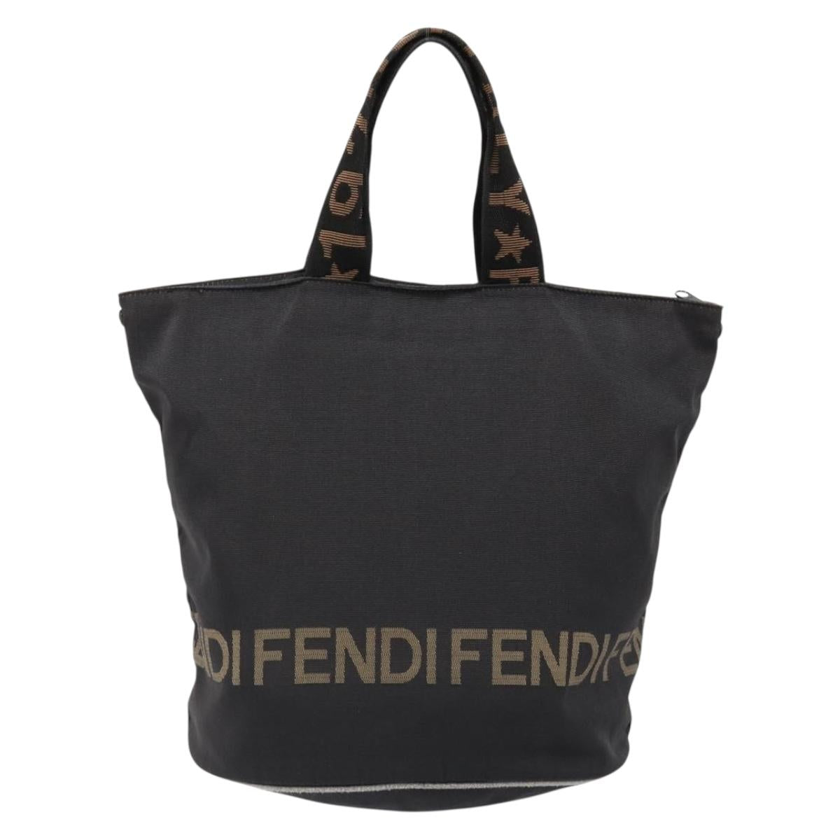 FENDI Hand Bag Canvas Black Auth 185481