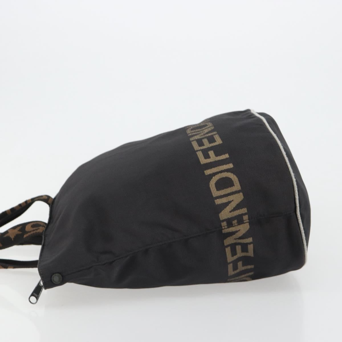 FENDI Hand Bag Canvas Black Auth 185481