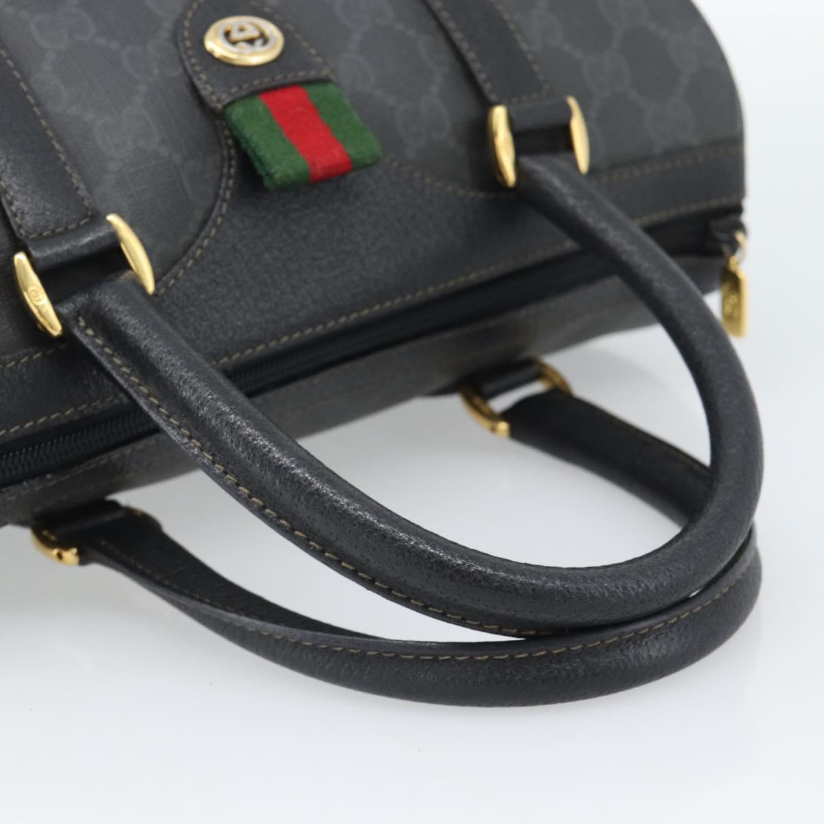 GUCCI GG Supreme Web Sherry Line Boston Bag PVC Black Gold 40 02 006 Auth 185482