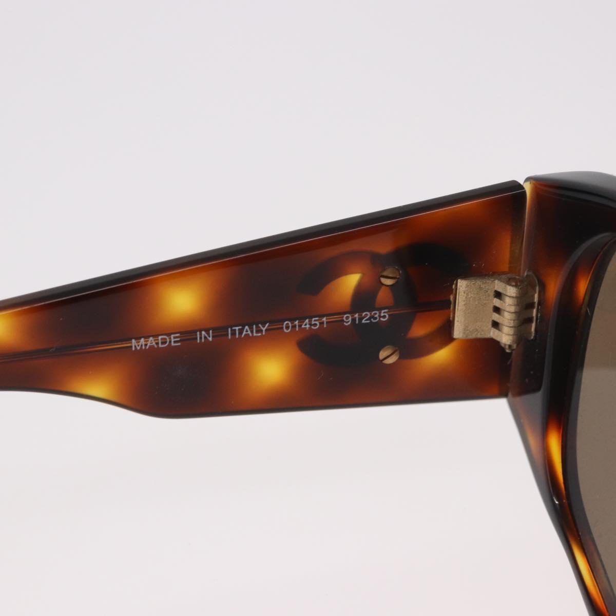 CHANEL COCO Mark Sunglasses Plastic Brown Gold CC Auth 185486