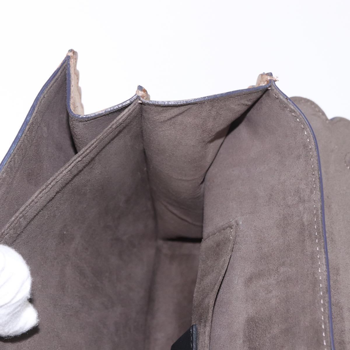 FENDI Chain Canai Shoulder Bag Leather Beige Silver Auth 185488