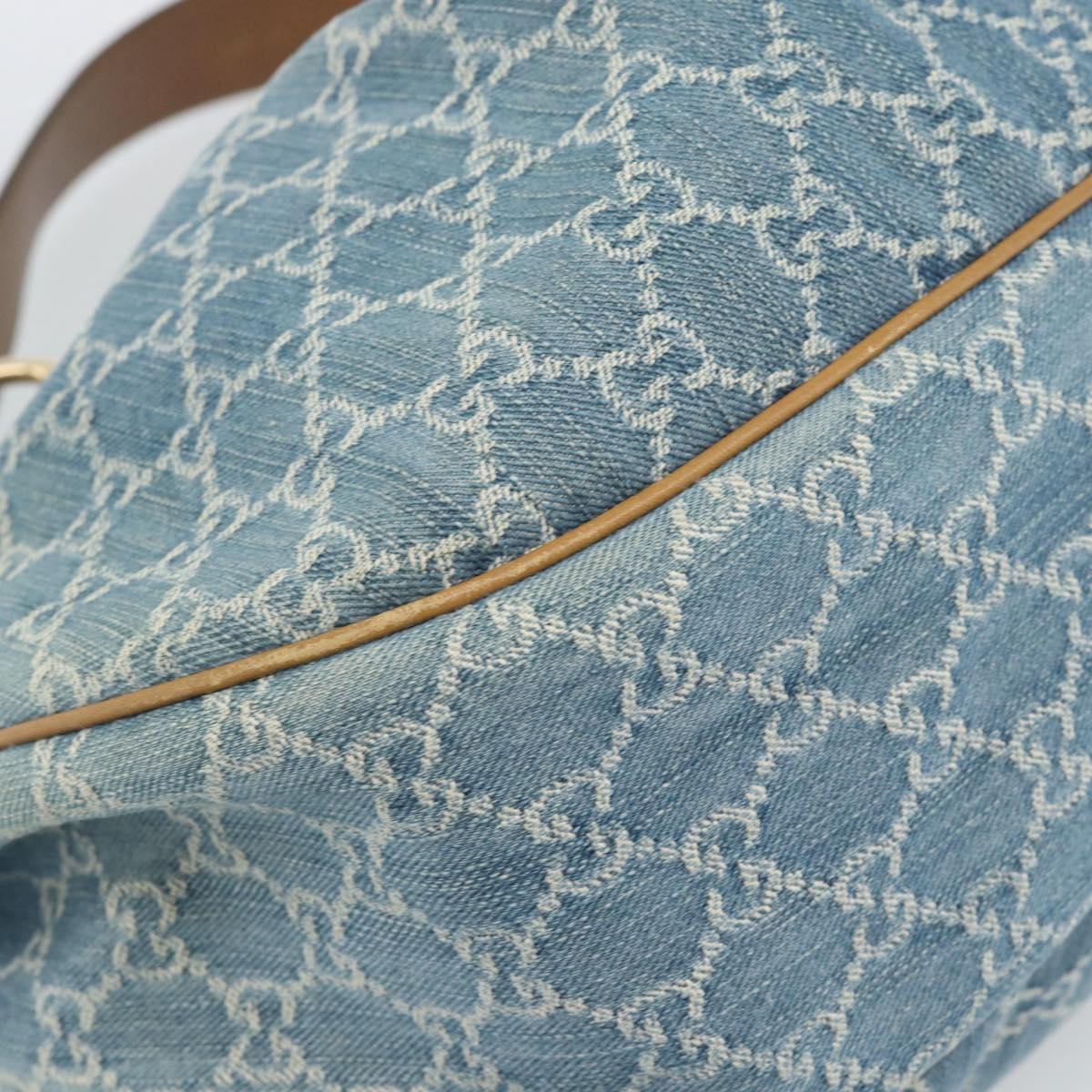 GUCCI GG Canvas Sukey Shoulder Bag Blue Gold 232955 Auth 185491V
